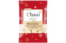 Mandle v bílé čokoládě s kokosem